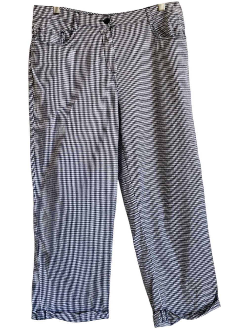Vintage Larry Levine Capri Gingham Black & White Pants Cotton Sz 10